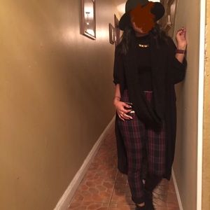 Plaid zipper pants
